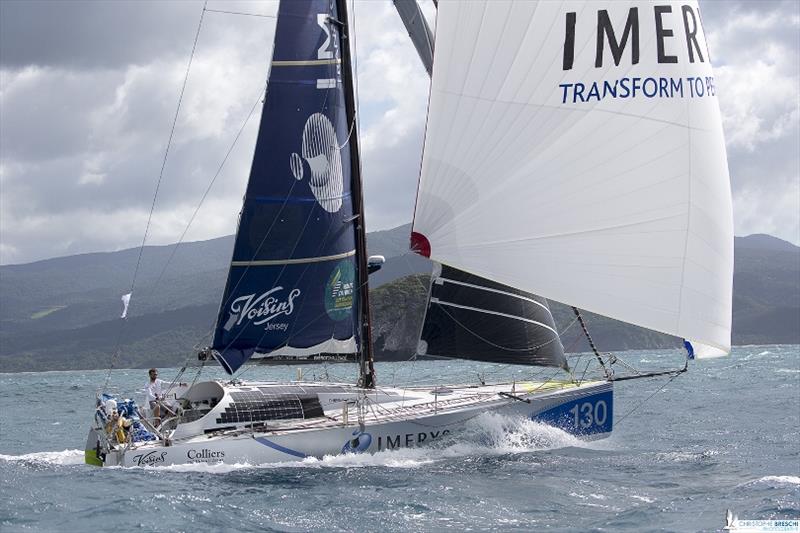 Phil Sharp approaching the finish line in Guadeloupe after 16 days, 13hours 1minute and 50 seconds at sea - Route du Rhum-Destination Guadeloupe photo copyright Christophe Breschi taken at  and featuring the Class 40 class