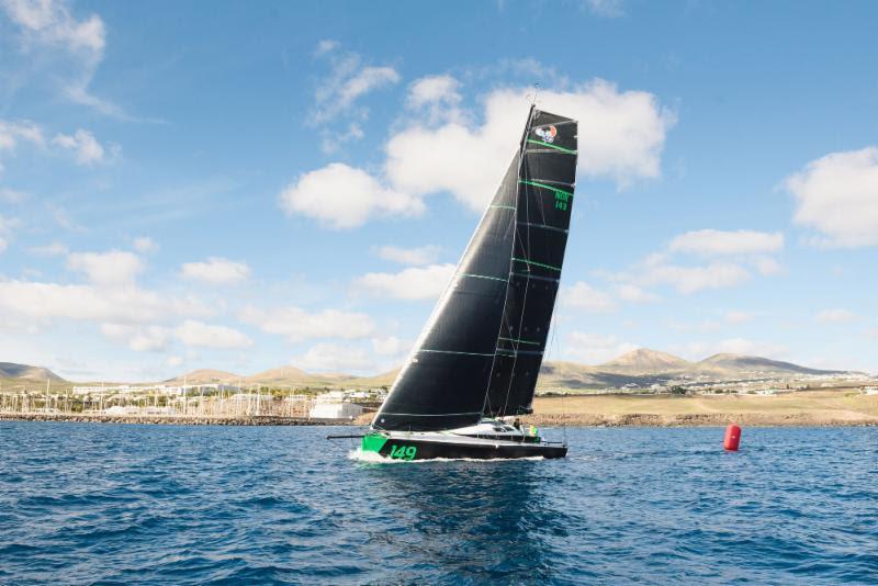 Day 3 - Class40 Division confirms a great battle between Catherine Pourre's Eärendil and Henrik Bergesen's Hydra (149) shown here at the mark off Puerto Calero Marina, Lanzarote - 2018 RORC Transatlantic Race photo copyright RORC taken at Royal Ocean Racing Club and featuring the Class 40 class