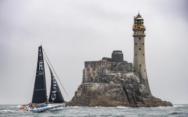 Seen here at the Fastnet Rock - Charles-Louis Mourruau's Guidi is one of the latest Class40 designs in the race photo copyright Kurt Arrigo / Rolex taken at Royal Ocean Racing Club and featuring the Class 40 class