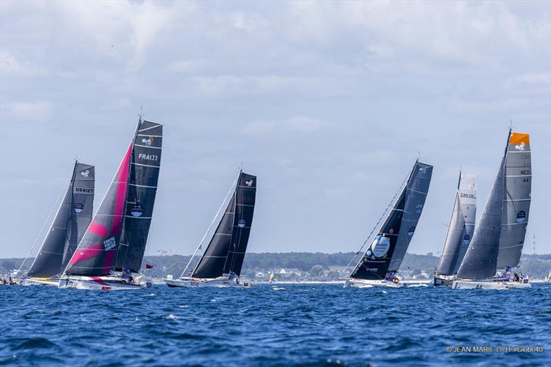 The Globe40 Race fleet departs Tangier, Morocco photo copyright Jean-Marie Liot taken at  and featuring the Class 40 class