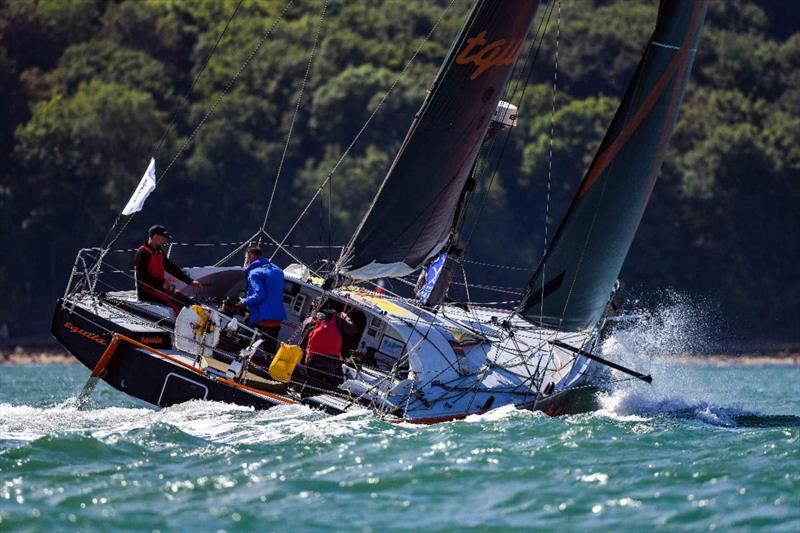 Tquila Class40 off Osborne Bay, closing in on the finish at the RYS in Cowes  - photo © James Tomlinson / RORC