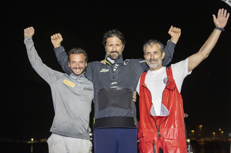 Corentin Douguet (right) on Quéguiner-Innoveo finishes the Route du Rhum-Destination Guadeloupe photo copyright Alexis Courcoux / #RDR2022 taken at  and featuring the Class 40 class