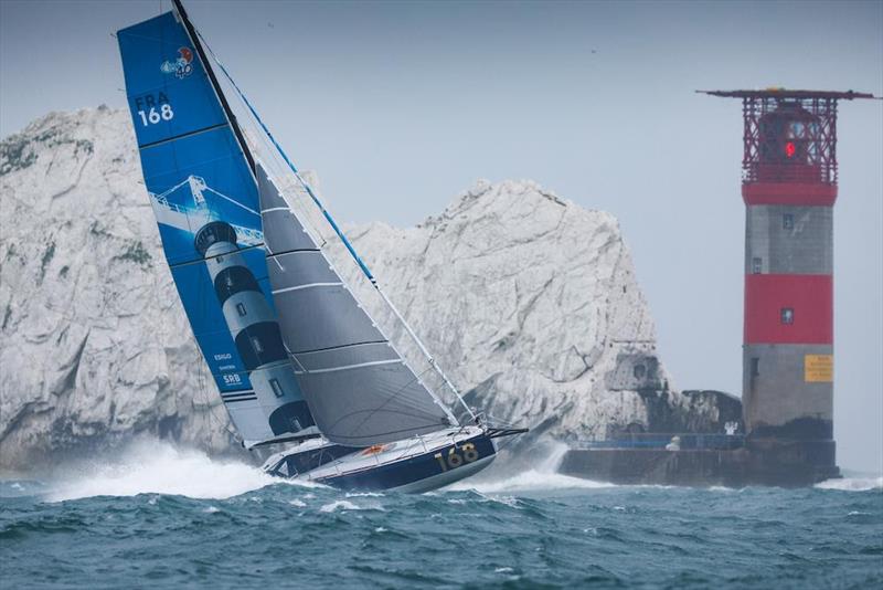 The Class40 THE3BROS of Renaud Courbon passing the Needles during the 50th Rolex Fastnet Race photo copyright Paul Wyeth / www.pwpictures.com taken at Royal Ocean Racing Club and featuring the Class 40 class