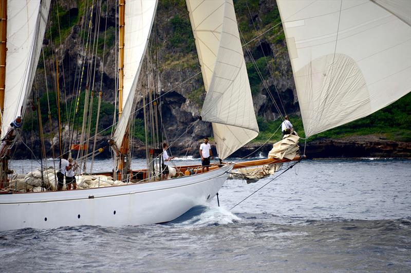 Line honours for Altair in the Panerai Transat Classique photo copyright Gérard Germain taken at  and featuring the Classic Yachts class