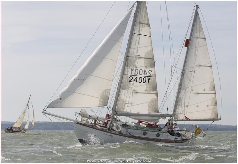 Sir Robin Knox-Johnston on Suhaili at the Hamble Classics Regatta - photo © Nick Gill / www.nickgillphotos.com