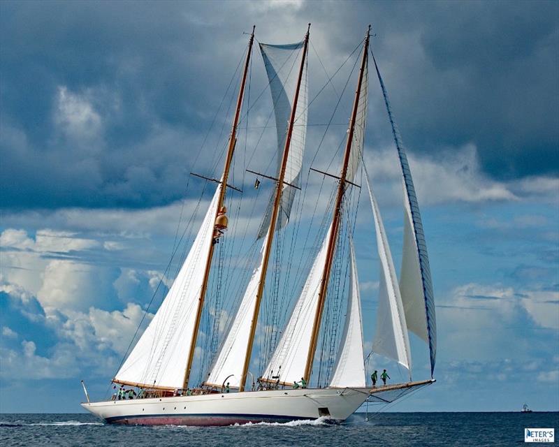 Adix, with Paul Goss at the helm, makes her way to the prizegiving party at The Beach House, St James up the west coast photo copyright Peter Marshall / MGRBR taken at Barbados Cruising Club and featuring the Classic Yachts class