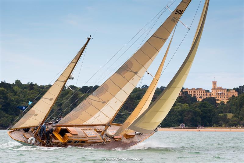 Lutine with Osborne House in the background on day 3 at Panerai British Classic Week photo copyright Guido Cantini / Panerai taken at British Classic Yacht Club and featuring the Classic Yachts class
