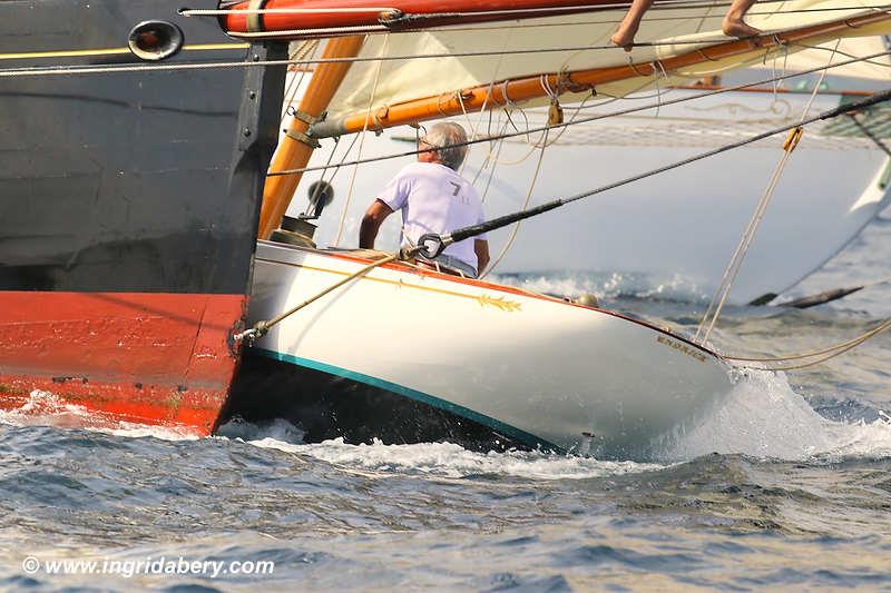 Classics Marigold (black hull) and Endrick crash at Les Voiles de Saint-Tropez 2019 photo copyright Ingrid Abery / www.ingridabery.com taken at Société Nautique de Saint-Tropez and featuring the Classic Yachts class