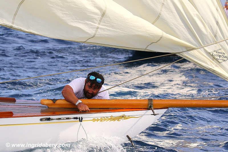 Classics Marigold (black hull) and Endrick crash at Les Voiles de Saint-Tropez 2019 photo copyright Ingrid Abery / www.ingridabery.com taken at Société Nautique de Saint-Tropez and featuring the Classic Yachts class