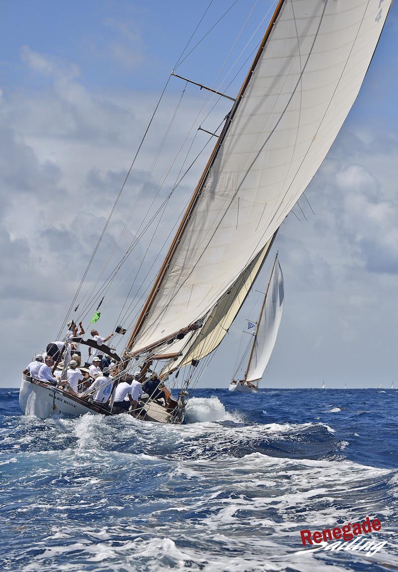 64' Schooner Mary Rose leads the Vintage Class - Antigua Classic Yacht Regatta 2018 photo copyright Martha Blanchfield RenegadeSailing taken at Antigua Yacht Club and featuring the Classic Yachts class