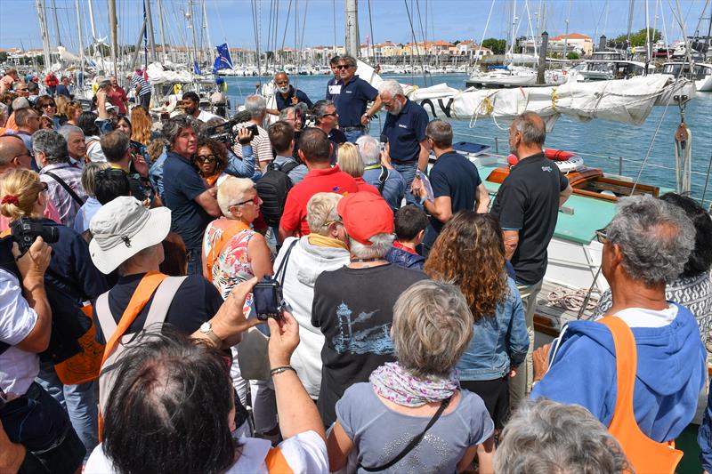 SITRaN Challenge Race from Falmouth to Les Sables d'Olonne - Sir Robin Knox-Johnston and his famous yacht Suhaili welcomed on the dock on arrival in Les Sables d'Olonne - photo © Christophe Favreau / PPL / GGR