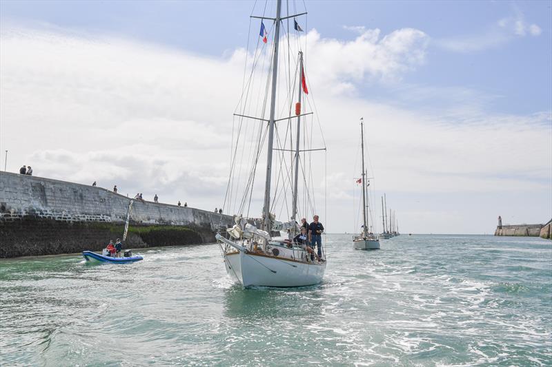 SITRaN Challenge Race from Falmouth to Les Sables d'Olonne - Sir Robin Knox-Johnston and his famous yacht Suhaili welcomed on the dock on arrival in Les Sables d'Olonne - photo © Christophe Favreau / PPL / GGR