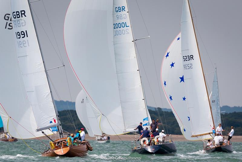 Sunmaid V, Golden Fleece and Cereste on day 5 at Panerai British Classic Week photo copyright Guido Cantini / www.SeaSee.com taken at British Classic Yacht Club and featuring the Classic Yachts class