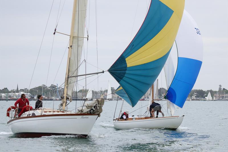 Martini Skippered by Michael Williams tussled with Ettrick skippered by Gordon Tait on the way to R4 photo copyright Alex McKinnon Photography taken at Royal Yacht Club of Victoria and featuring the Classic Yachts class