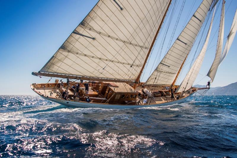Naema, the 2013-built replica of an Alfred Mylne design photo copyright Francesco e Roberta Rastrelli / Blue Passion 2018 taken at Yacht Club Capri and featuring the Classic Yachts class