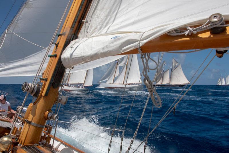 Racecourse action at the 2018 Antigua Classic Yacht Regatta photo copyright Beverly Factor taken at Antigua Yacht Club and featuring the Classic Yachts class