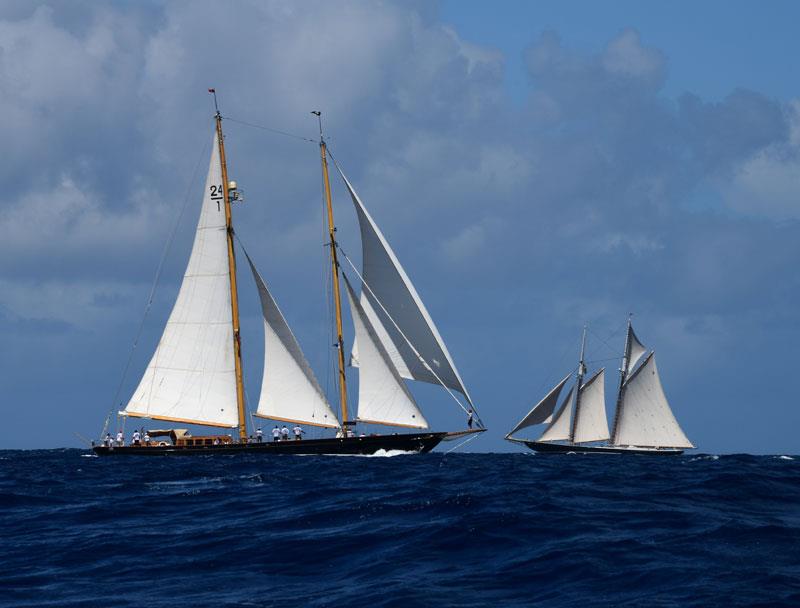 Racecourse action at the 2018 Antigua Classic Yacht Regatta photo copyright Ed Whiting taken at Antigua Yacht Club and featuring the Classic Yachts class