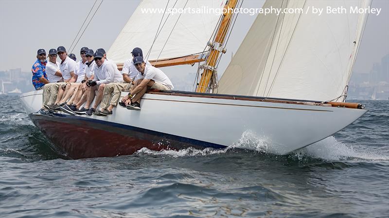 The glorious Digby 8m, Defiance, taking part in last weekend's  CYCA Classic Sydney Hobart Regatta  photo copyright Beth Morley / www.sportsailingphotography.com taken at Cruising Yacht Club of Australia and featuring the Classic Yachts class