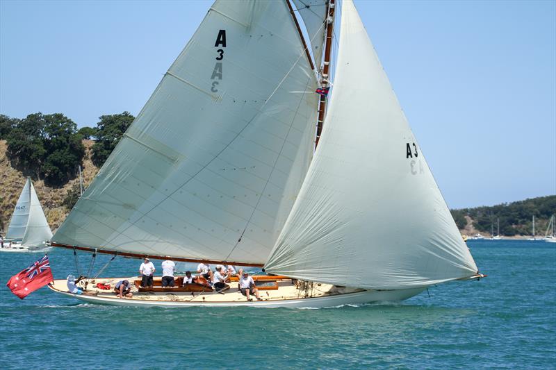 Ariki with her overlapping jib - 2020 Mahurangi Regatta - Mahurangi Cruising Club - January 25, 2020 photo copyright Richard Gladwell / Sail-World.com taken at  and featuring the Classic Yachts class