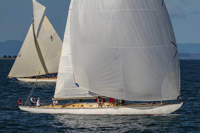 Ariki to windward of Ranger- RNZYS Club Marine Insurance Winter Series - May 16, 2020 photo copyright Richard Gladwell / Sail-World.com taken at Royal New Zealand Yacht Squadron and featuring the Classic Yachts class