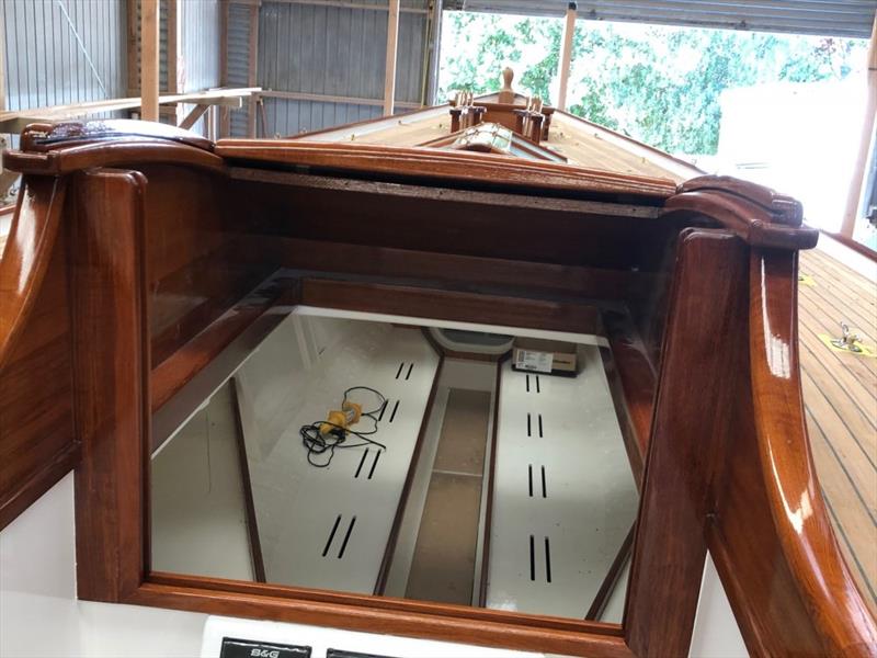 Ida view down main hatchway to a simple interior in the traditional interior. - photo © Classic Yacht Charitable Trust