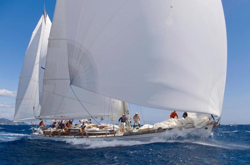 Celebrating the 60th anniversary of her 1961 line honours Fastnet Race victory and winning races around the globe - the Italian owned 1961 van de Stadt-designed 73ft ketch Stormvogel photo copyright Stormvogel Below / Beken of Cowes taken at Royal Ocean Racing Club and featuring the Classic Yachts class