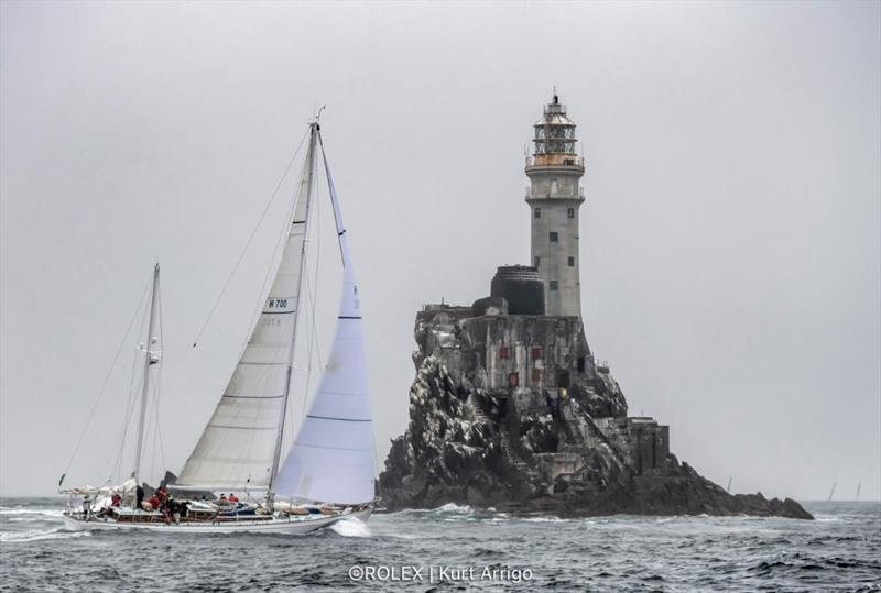 Stormvogel, the 73ft van de Stadt ketch skippered by Graeme Henry has finished the Rolex Fastnet Race once more, 60 years after their line honours victory photo copyright Rolex / Kurt Arrigo taken at Royal Ocean Racing Club and featuring the Classic Yachts class