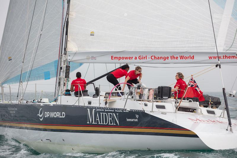 Maiden departs Dubai on the 2021-2024 World Tour photo copyright Pia Torelli / The Maiden Factor taken at Dubai Offshore Sailing Club and featuring the Classic Yachts class