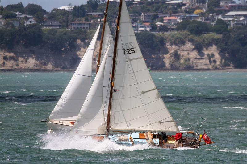 Spray II hits a big one - Auckland Anniversary Regatta - January 31, photo copyright Richard Gladwell / Sail-World.com taken at Royal New Zealand Yacht Squadron and featuring the Classic Yachts class