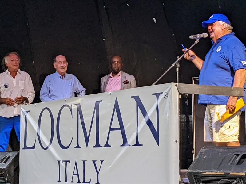 The Skippers Briefing and Concours D'Elegance prize giving with Tommy Paterson, Chairman Carlo Falcone, Judge Eric Tulla and the Honerable Chet Greene photo copyright Antigua Classic Yacht Regatta taken at Antigua Yacht Club and featuring the Classic Yachts class