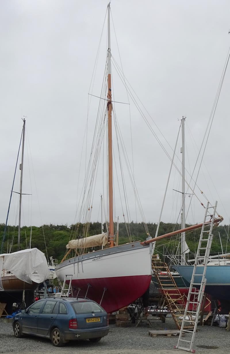 Constance built by Ben Harris Wooden Boats between 2019 and 2022 awaiting launch day photo copyright Don Garman taken at Royal Cornwall Yacht Club and featuring the Classic Yachts class