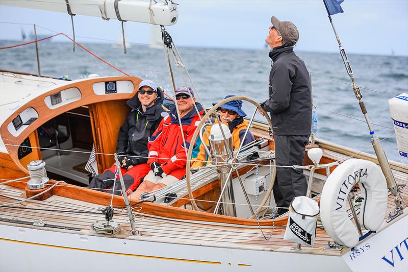 Happy faces aboard Vittoria - Alan Reece at the helm - Festival of Sails photo copyright Salty Dingo taken at Royal Geelong Yacht Club and featuring the Classic Yachts class