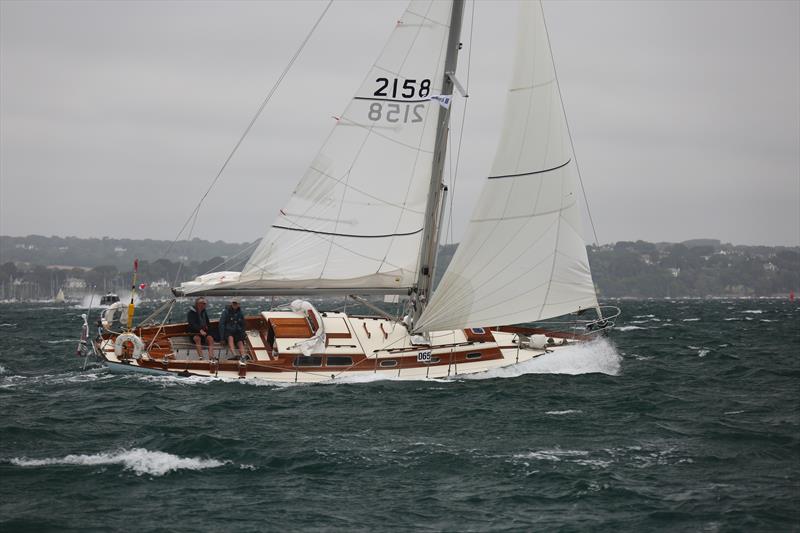 Blue Saluki racing in the 2022 Teamac Race in winds gusting up to 40 knots photo copyright Nigel Sharp taken at  and featuring the Classic Yachts class