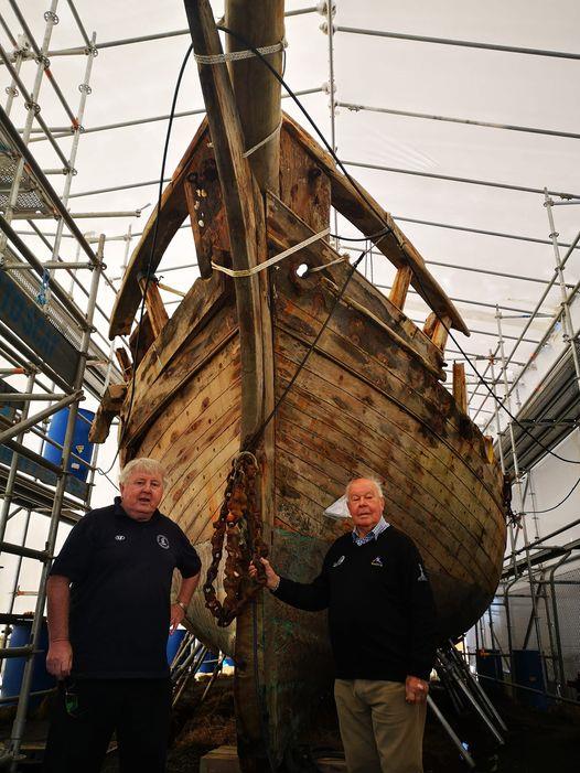 Alan Sefton (left) and John Street with - the Daring restoration - built at Mangawhai in 1863 photo copyright Mangawhai Daring Trust taken at Royal New Zealand Yacht Squadron and featuring the Classic Yachts class