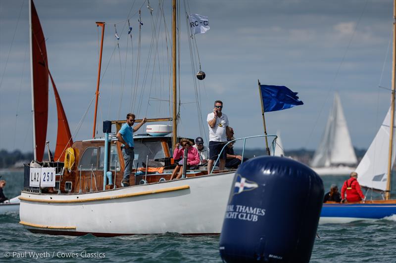 Cowes Classics Regatta 2025 Day 2 - Commitee boat in action! - photo © Paul Wyeth / www.pwpictures.com