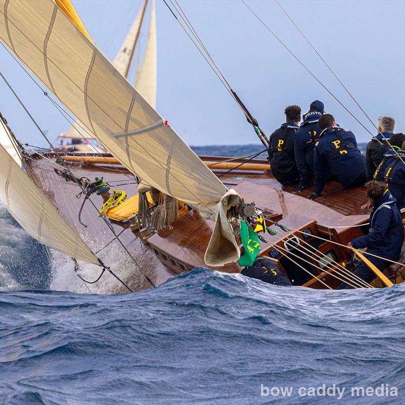 P Class action photo copyright Bow Caddy Media taken at Société Nautique de Saint-Tropez and featuring the Classic Yachts class
