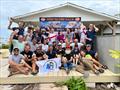 At the National Sailing Academy, Antigua – the CG580 family cheering on the 15 skippers who had just completed the McIntyre Globe 580 Transat (or the tough qualifier passage) and were about to start the 2025 Mini Globe Race