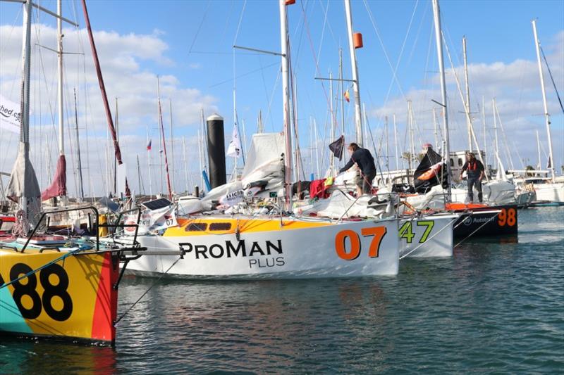 All skippers and yachts in Lanzarote, now preparing for the Nov. 18th start of the second 3000 nm leg to Antigua photo copyright Don McIntyre taken at  and featuring the Class Mini 5.80 class