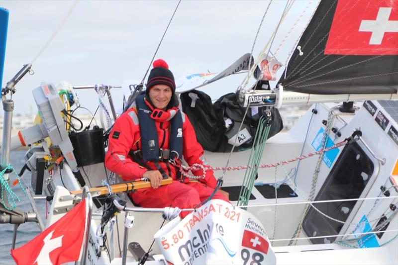 Severin Hummer (Nº98: Shrimp, Switzerland) at 25 is the youngest entrant and took a few days to settle into this solo challenge and then come to terms with how best to handle the boat. The windvane was challenging so used an electric autopilot. - photo © Don McIntyre