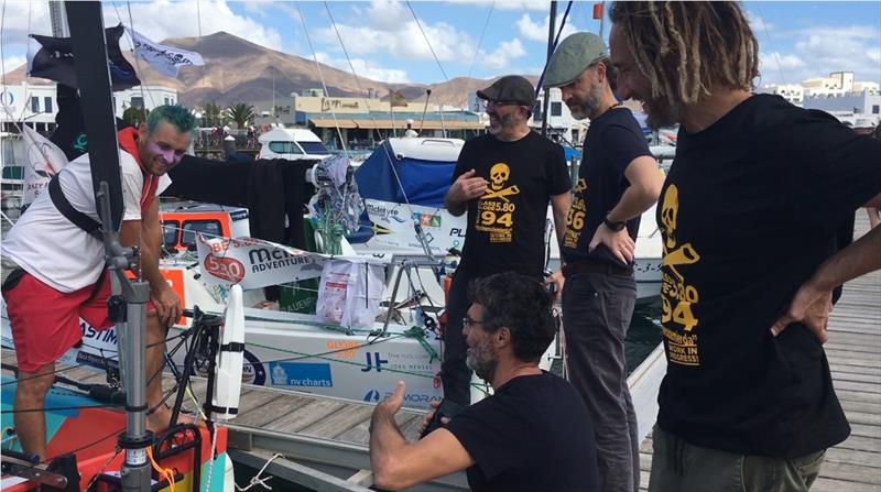 They arrived at the dock at 1pm on the 17th exactly before the Globe 5.80 Transat Entrants about to leave for their 3000 NM journey! What a magic! photo copyright Globe 5.80 Transat  taken at  and featuring the Class Mini 5.80 class