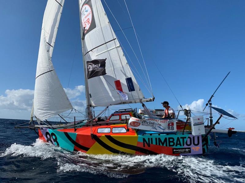 Lanzarote start day, Etienne Messikommer (Switzerland) with his colorful Numbatou (Hull 88) photo copyright Eli Team / G580T taken at  and featuring the Class Mini 5.80 class