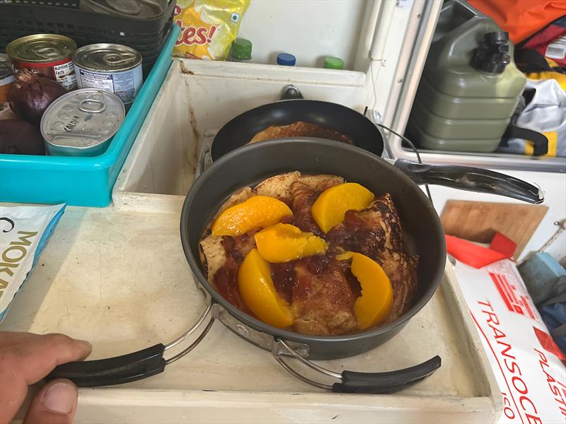 With freeze-dried meals growing tiresome, competitors got creative, Jakub's pancake experiments reached new heights when he began using Polish honey as both ingredient and plate adhesive - photo © Jakub Ziemkiewicz / MGR