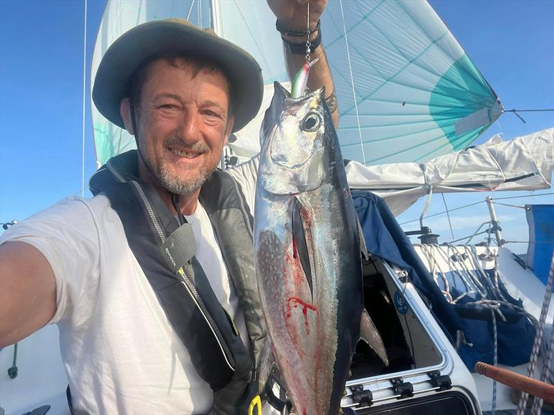 It seems this leg isn't lacking for fish! The whole fleet has been sharing their catches, and Jakub is no exception. But as they say: when you win some, you also lose some - photo © Jakub Ziemkiewicz / MGR2025