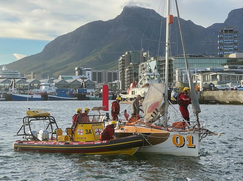 The NSRI were called out at 3am as Trekka was struggling in difficult conditions after crossing the line. They towed her in from about 4 miles out. the first ever “rescue” for a 580 ever! photo copyright Don McIntyre / MGR2025 taken at  and featuring the Class Mini 5.80 class