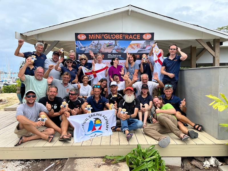 At the National Sailing Academy, Antigua – the CG580 family cheering on the 15 skippers who had just completed the McIntyre Globe 580 Transat (or the tough qualifier passage) and were about to start the 2025 Mini Globe Race - photo © Don McIntyre / ALMA CG580