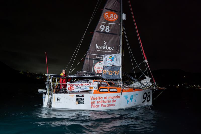 Spanish skipper Pilar Pasanau's arrival in Antigua after finishing second in the Mini Globe Race solo circumnavigation. On 8 March 2026, Pilar Pasanau aboard #98 PETER PUNK (ESP) secured fourth place overall - photo © Rob Havill / McIntyre MGR2025-26