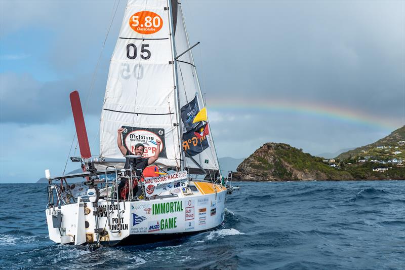 Dan Turner aboard #05 IMMORTAL GAME (AUS) made a historic second-place finish and became the third skipper to complete the final leg, stopping the clock at 184 days, 1 hour, 20 minutes and 42 seconds sailed days - photo © Rob Havill / McIntyre MGR2025-26