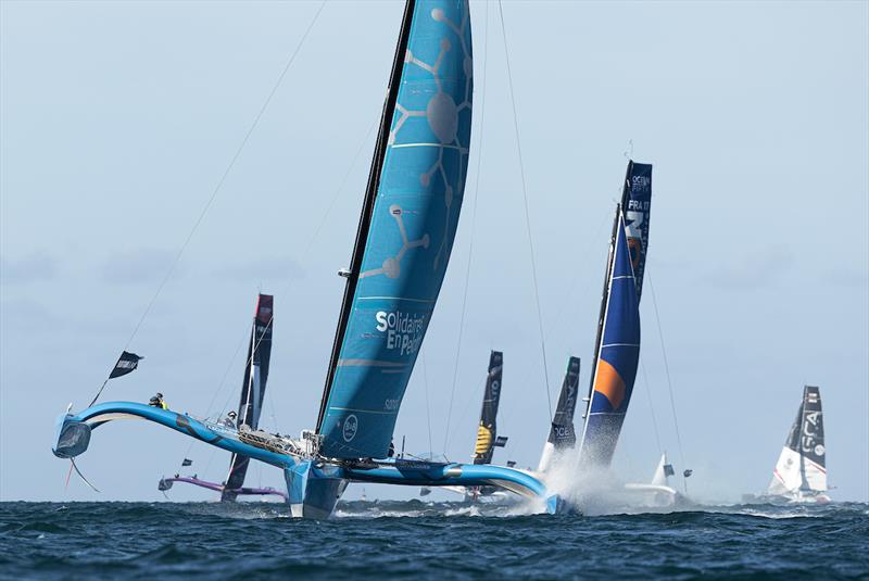 Ocean Fifty Solidaires En Peloton-ARSEP trimaran, led by Thibaut Vauchel-Camus of France, competes offshore during Episode 3 of the Pro Sailing Tour in Saint-Quay-Portrieux on July 3, in Saint-Brieuc, Brittany, France photo copyright Lloyd Images / Pro Sailing Tour taken at  and featuring the OCEAN50 class