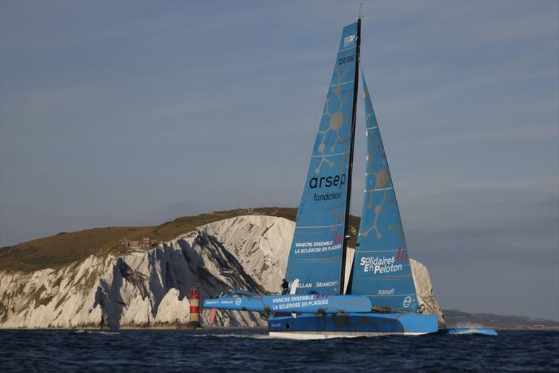 Solidaires En Peloton-ARSEP passing The Needles in the Pro Sailing Tour finale photo copyright Mark Lloyd / Pro Sailing Tour taken at  and featuring the OCEAN50 class