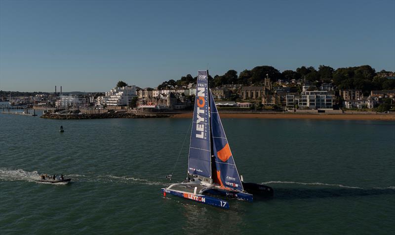 Leyton taking the winner's gun on arrival in Cowes earlier this week - photo © Mark Lloyd / Pro Sailing Tour